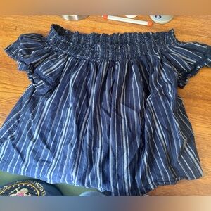 Off the shoulder striped shirt